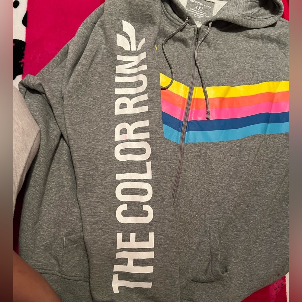 “THE COLOR RUN” plus size‎ sip up hoodie
